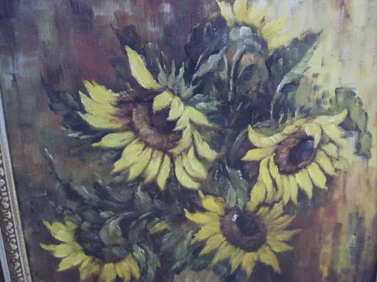 Большая картина Натюрморт Подсолнухи в ажурной раме. масло, холст №160 Характеристики