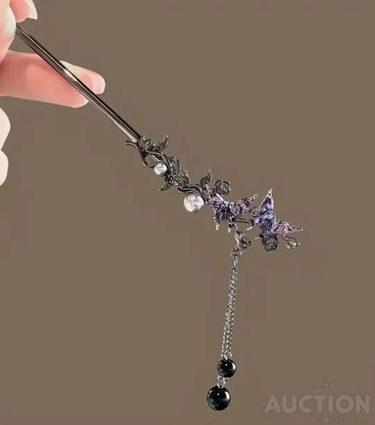 Купити Шпилька з метеликом китайська паличка для волосся з підвіскою