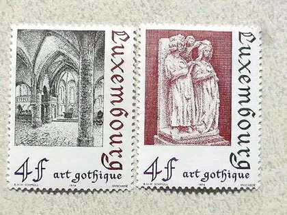 фото, Серія поштових марок Люксембург " Архітектура " 1974 рік **