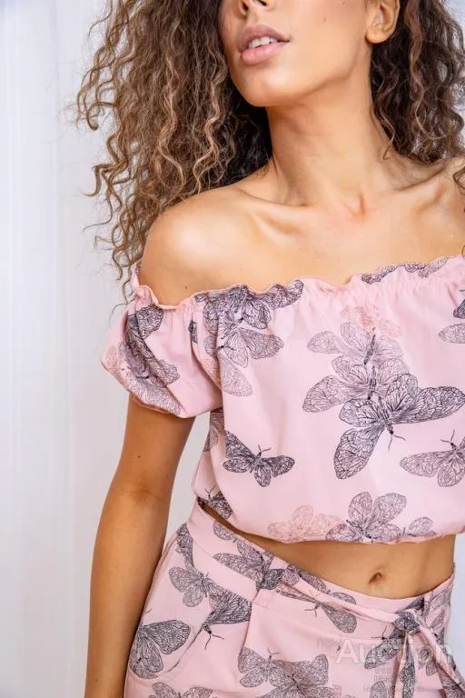 Летний женский костюм, розового цвета с принтом, 172R1283 Інтернет-аукціон