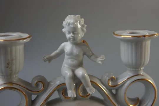 Фигура фарфор подсвечник Германия ГДР путти мальчик ангелочек ангел целый №10051 Продаж