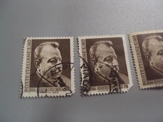 марки Италия 1966 стандарт личности Бенедетто Кроче историк люди лот 5 шт гаш и негаш №2686 Де купити