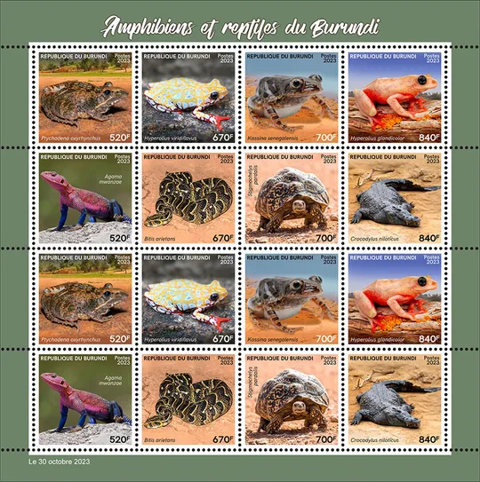 Бурунди -Амфибии и Рептилии-2023.Чистый полный комплект.MNH. Ціна