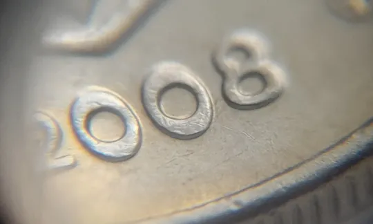 (5798) 10 копійок 2008 здвоєння дати на аверсі, двійний удар (10 копеек 2008) З аукціону