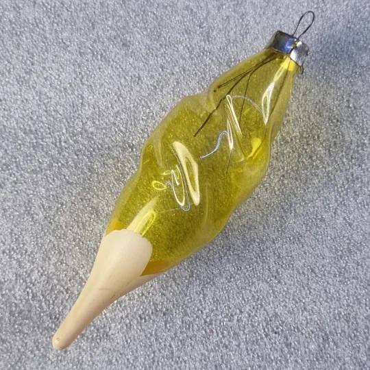 Купити Елочная игрушка "сосулька. из жёлтого стекла и декоративным переходом" (ссср)