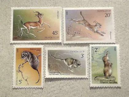 фото, Серія поштових марок СССР " Тварини, занесені до Червоної книги СРСР " 1985 рік **