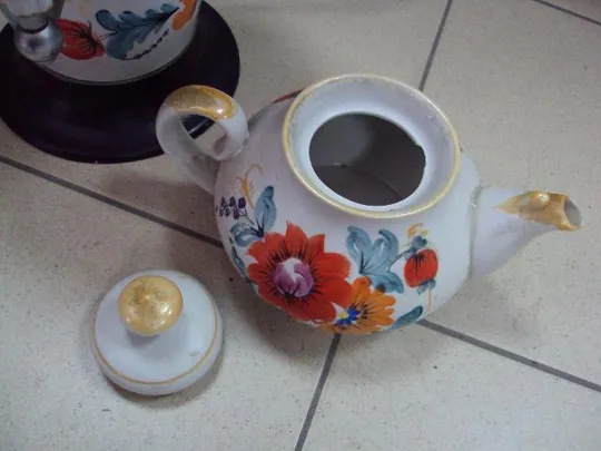 Электрический самовар с заварником фарфор ГФЗ городница петриковская роспись цветы 44,5 см №11170 Продаж