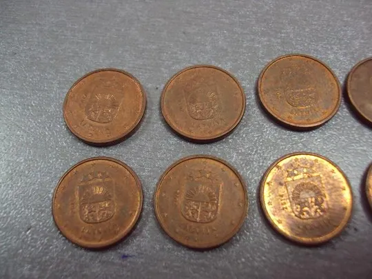 монета латвия 1 евро цент 2014 лот 10 шт №8014 Де купити