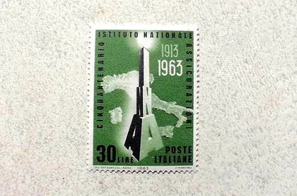 фото, Поштова марка Італія 1963 рік **