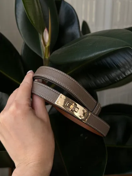 фото, Ремінець жіночий Hermes Kelly 18 Belt Beige Leather  66145