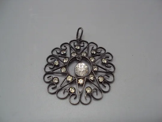 Кулон подвеска круглая цветок цветочек серебро 875 проба ссср вес 5,69 г диаметр 4,2 см №15553 Ціна
