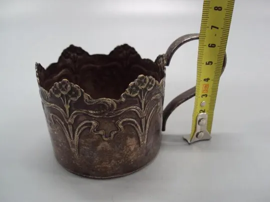 Подстаканник Варшава цветочки цветы fabr. woloka pod warszawa 1891 год высота 5,7 см (№ 740) З аукціону