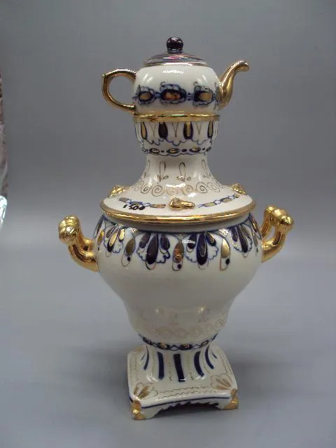 Фигура фарфор статуэтка Самовар и заварник Гжель высота 26 см №13685 Продаж