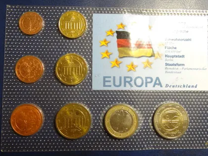 фото, Комплект євромонет Німеччини 2009 A (повний комплект+ ювілейна) UNC
