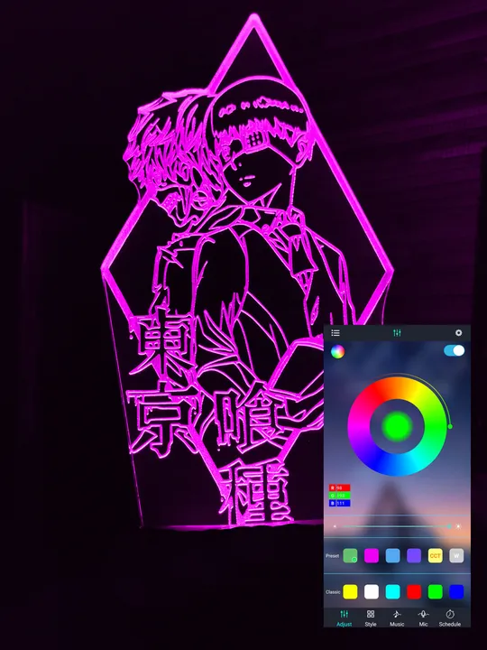 Акриловий світильник-нічник керування з телефона Кен Канекі 2 (Ken Kaneki) tty-n000911 Ціна