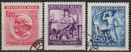 фото, 1943 - Рейх - Богемія - 130 років Вагнера Mi.128-130  _гаш _3,0 €