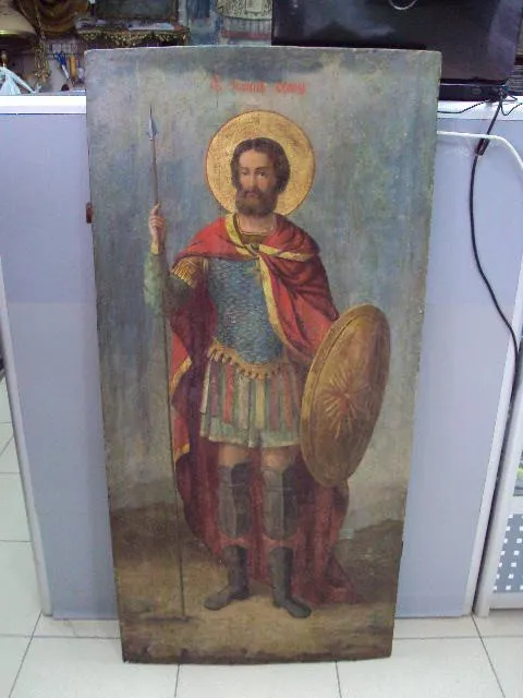 Икона Святой Иоанн Воин дерево Святой Иван Воин большая  размер 107,5 х 51,8 см №13818 Ціна