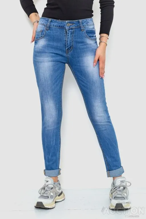 Джинсы женские с потертостями, цвет синий, 244RS10 Ціна