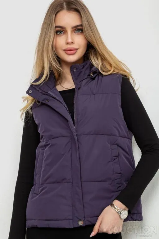 Жилет женский с капюшоном, цвет темно-фиолетовый, 243R20232 Ціна