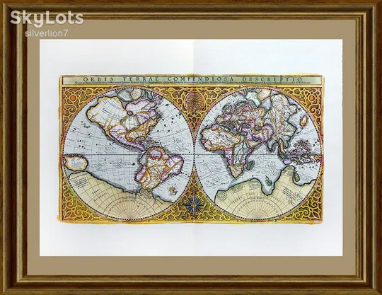Старовинна мапа карта Світу Меркатора і Хондіуса на папері верже 1630 Mercator-Hondius Інтернет-аукціон