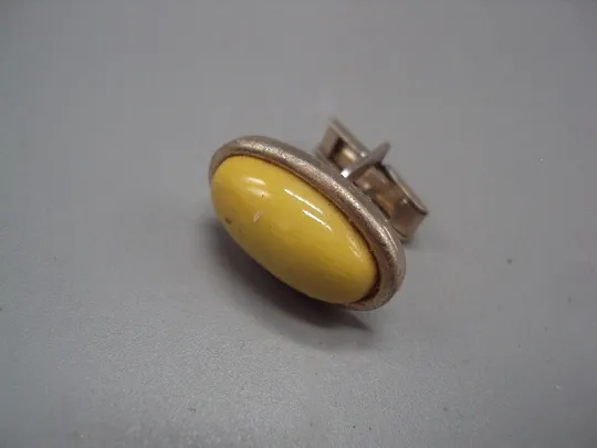 Бижутерия запонка овальная вставка желкая камень высота 2,5 см №15544 Ціна