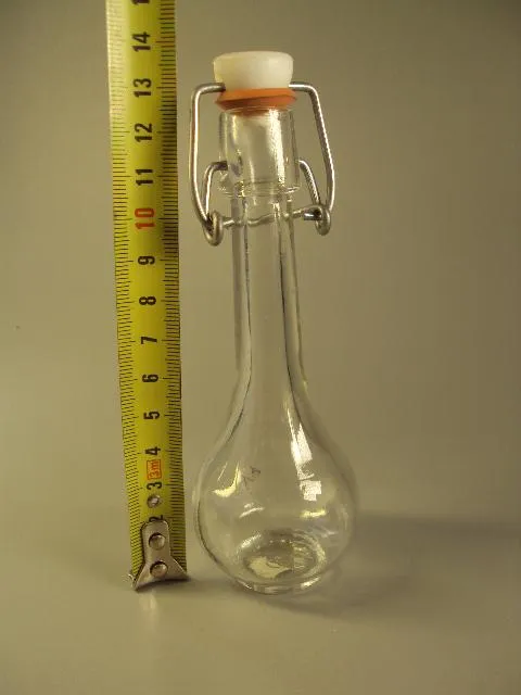 Бутылка бутылочка стекло с фарфоровой пробкой высота 12,5 см, с пробкой 13,6 см (№ 1779) Недорого