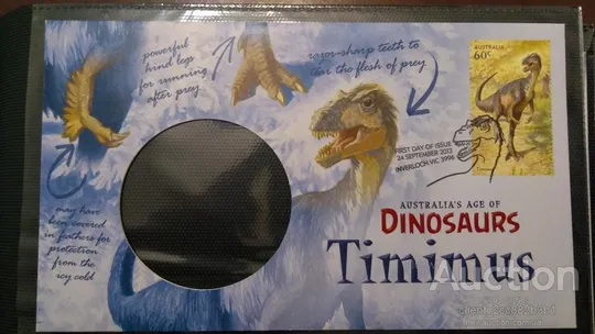 Австралия-Динозавры -2013. Спец конверт с марками и медальоном .  MNH. З аукціону