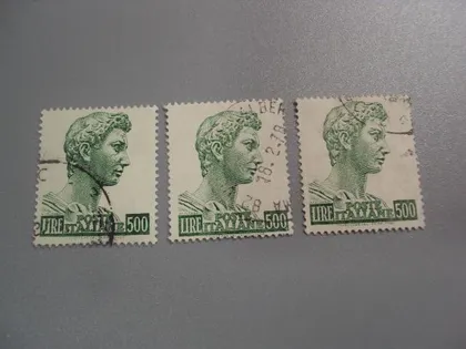 фото, марки Италия стандарт личности император империя 500 лир лот 3 шт гаш №2678