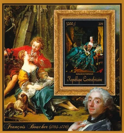 фото, ЦАР-Живопись-Франсуа Буше-2011.Чистый красивый Блок.MNH.