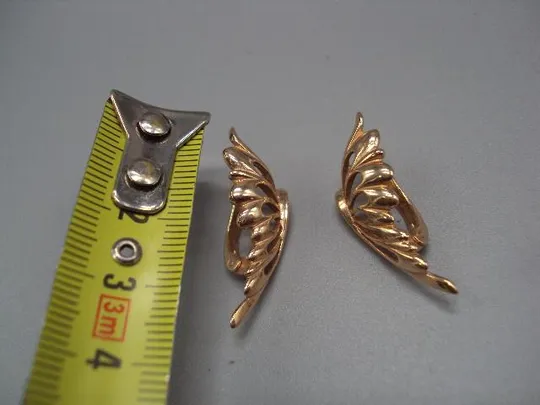 Купити Серьги бабочки бабочка золото клеймо 585 проба герб Украина 4КХР вес 6,26 г длина 3,2 см №14714