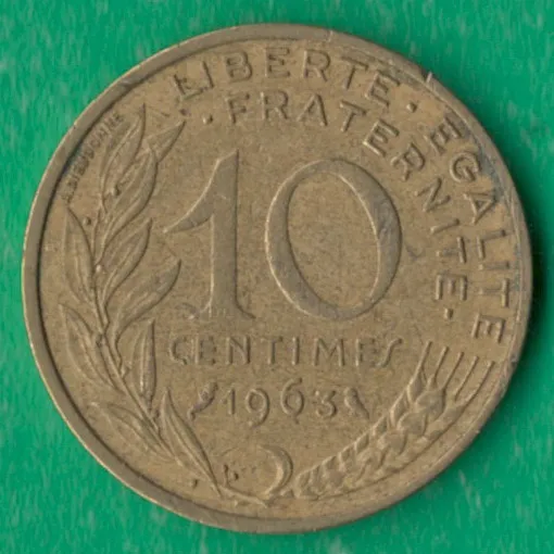 10 сантимів 1963 року Франція [М] Ціна