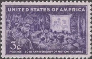 США (USA) 1950 г. 50 ЛЕТ КИНОФИЛЬМОВ. ИДЕАЛЬНАЯ. МАРКА С КЛЕЕМ. Ціна