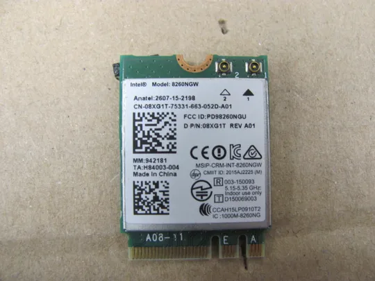 номер0638-28 WI-FI модуль  8260NGX 08XG1T для  Dell Latitude E5470 7710 7720 7510 7520 оригінал Ціна