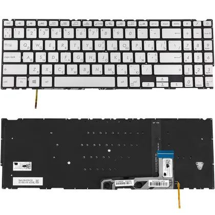 фото, Клавіатура для ноутбука ASUS (UX534 series) ukr, silver, без фрейма, підсвічування клавіш(оригінал)