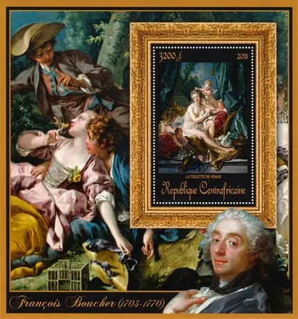 фото, ЦАР-Живопись-Франсуа Буше-2011.Чистый красивый Блок.MNH.