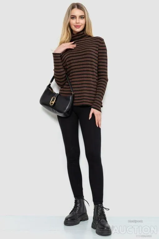 Купити Гольф женский в полоску, цвет коричнево-черный, 244R2305