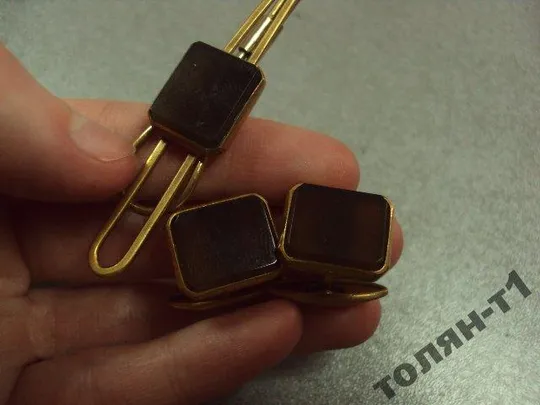 набор зажим для галстука запонки кварц (раухтопаз) Де купити