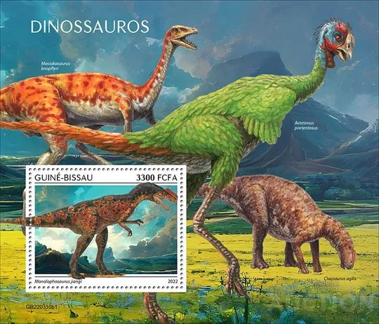 Купити Гвинея Бисау-Динозавры-2022.Чистый полный красивый комплект-2 Блока+ М/Лист.MNH.