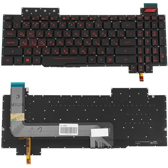 Купити Клавіатура для ноутбука ASUS (FX503 series) rus, black, без фрейма, підсвічування клавіш(оригінал)