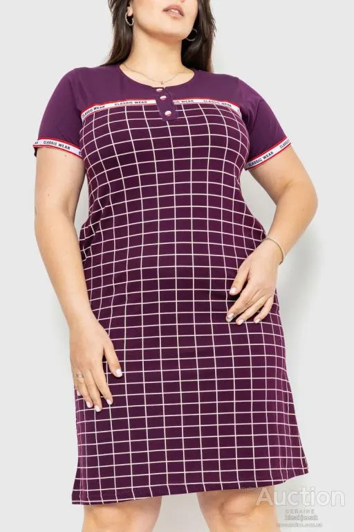 Купити Платье в клетку повседневное, цвет темно-фиолетовый, 231R6404