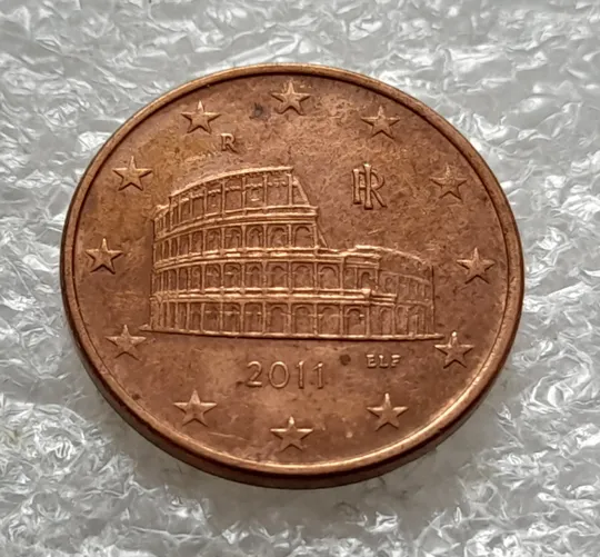 (1572) 5 євроцентів 2011 Італія, засмічення на реверсі (5 евроцентов 2011 Италия) Інтернет-аукціон