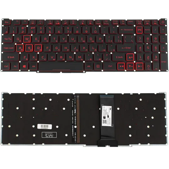 Купити Клавіатура для ноутбука ACER (Nitro: AN515-54) rus, black, без фрейма, підсвічування клавіш(RED) (оригінал)