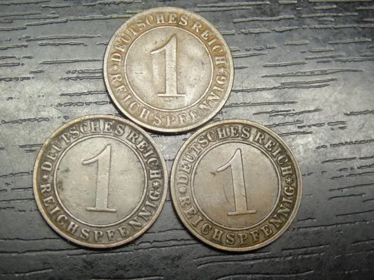 Купити 1 рейхспфеніг Німеччина 1924 (три різновиди)