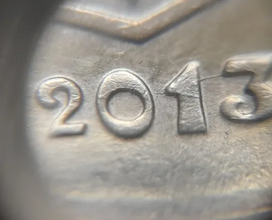 (7761) 25 копійок 2013 1ЕБм розколи на реверсі та аверсі (25 копеек 2013 1ЕБм) 1ЕБд Де купити