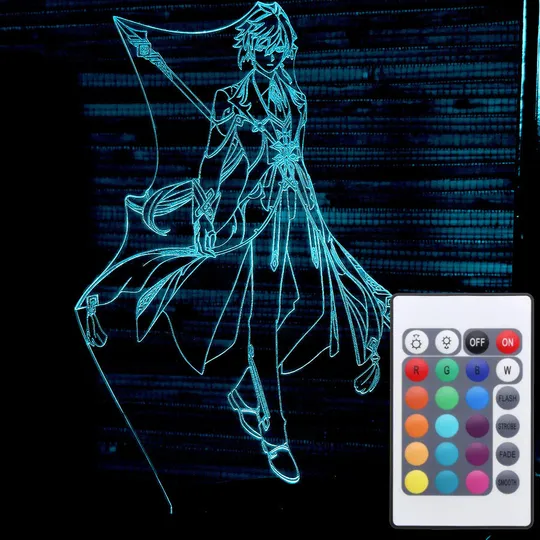 Акриловий світильник-нічник з пультом 16 кольорів Чжун Лі (Zhongli) 2 tty-n000673 Ціна