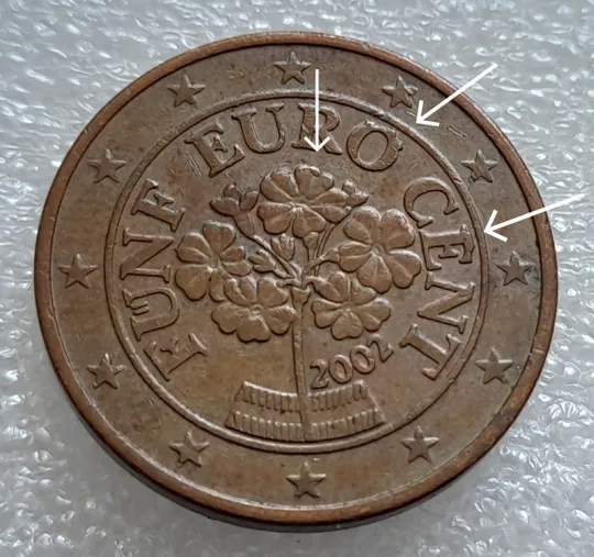 (2507) 5 євроцентів 2002 Австрія - гарні викрошки на аверсі (5 евроцентов 2002 Австрия) Ціна