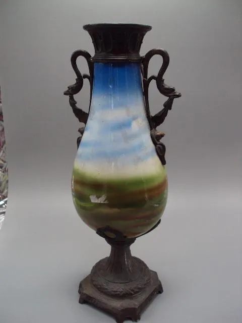 Ваза Европа фарфор металл узор дети путти ангелочки с девушкой высота 33 см под реставрацию №1304 Де купити