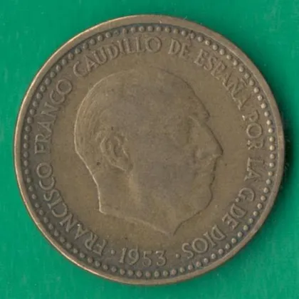 фото, 1 песета 1953 (1956) року Іспанія [КВ]