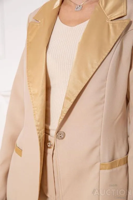 Женский костюм брюки + пиджак, бежевого цвета, 104R1285 Недорого
