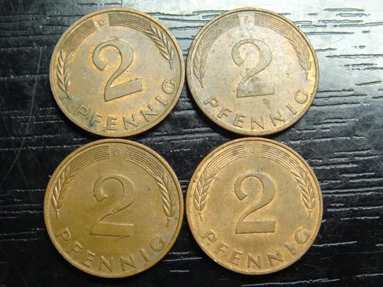 2 пфеніга 1981 ФРН (всі монетні двори) Ціна